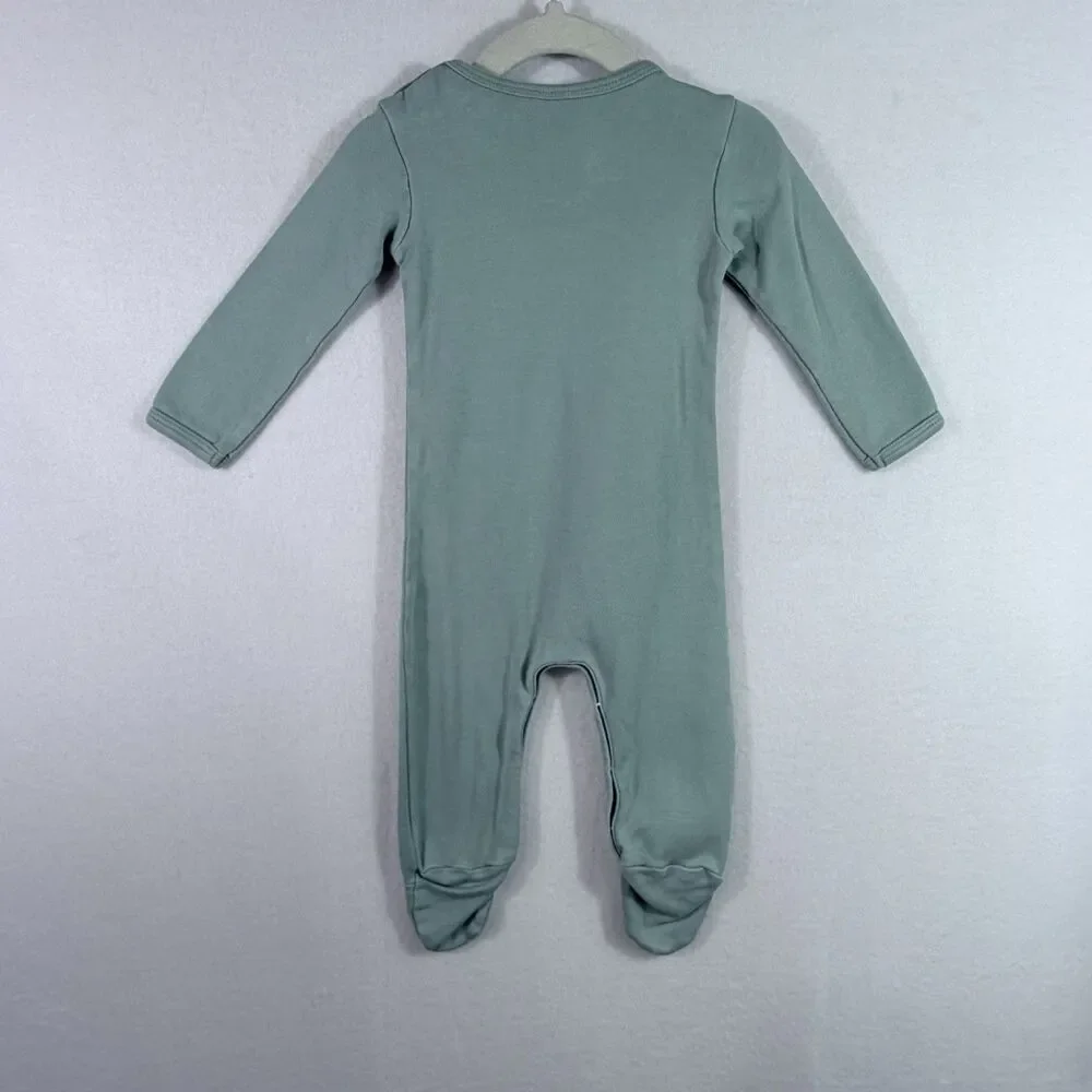 Kate Quinn Teal Green 100% Organic Cotton Long Sleeve Footie Sleeper Size 6-9 M